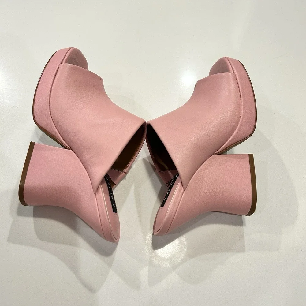 Aqua Dani Platform Barbie Indie Club Sleaze High Heel Mule Sandal Shoe Pink 7M
